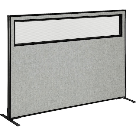 Interion By Global Industrial Interion Freestanding Office Partition Panel with Partial Window, 60-1/4inW x 42inH, Gray 694756WFGY